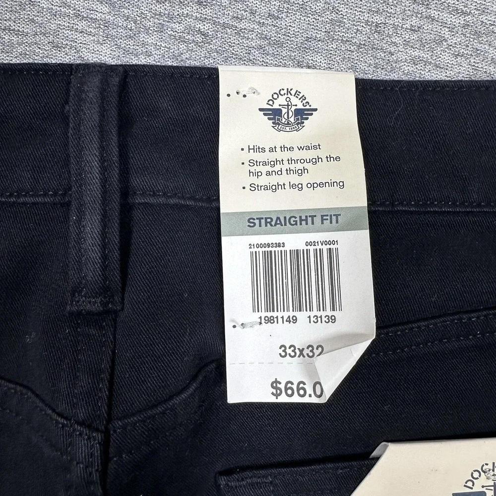 Dockers Pants Mens 33x32 Black All-Day 5-Pocket Straight Stretch City Tech